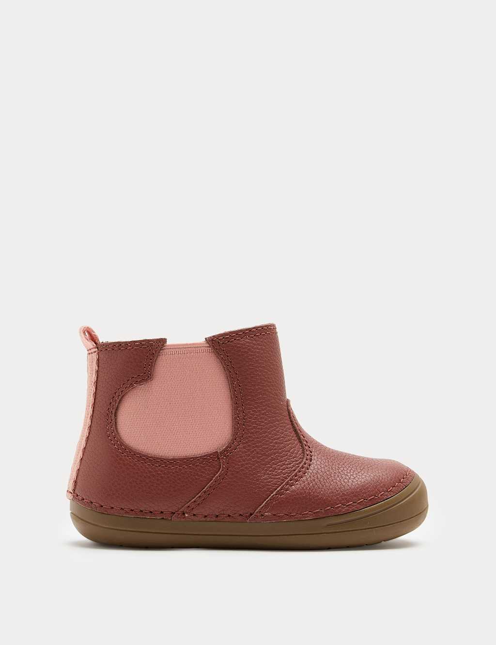 M&S Kids Barefoot Leather Heart Chelsea Boots (2 Small - 5 Small) - Rust