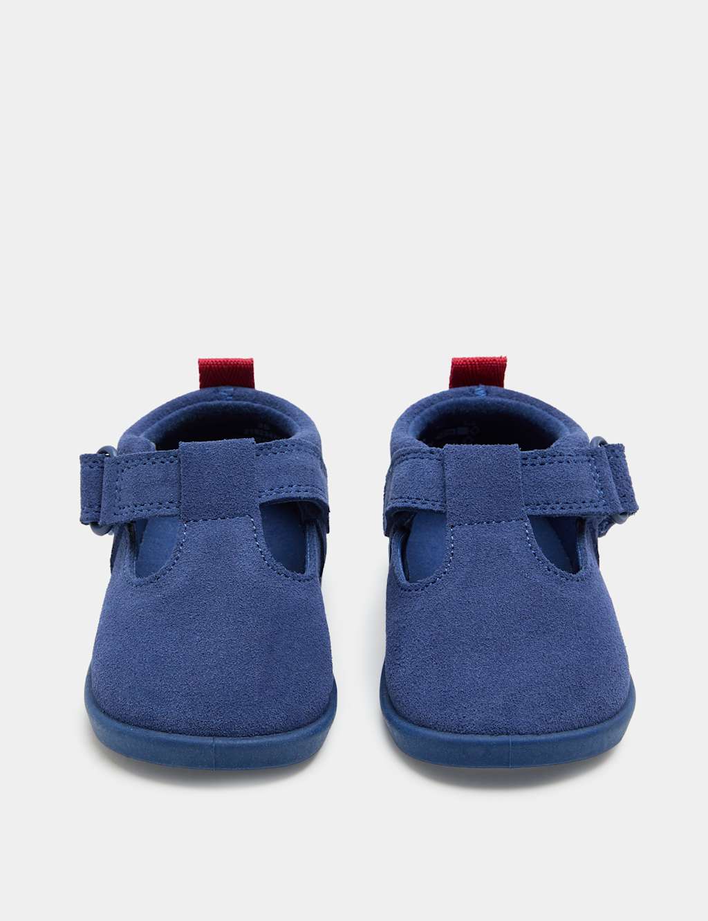 M&S Baby Suede Riptape T Bar Barefoot (2 Small - 5 Small) - Blue