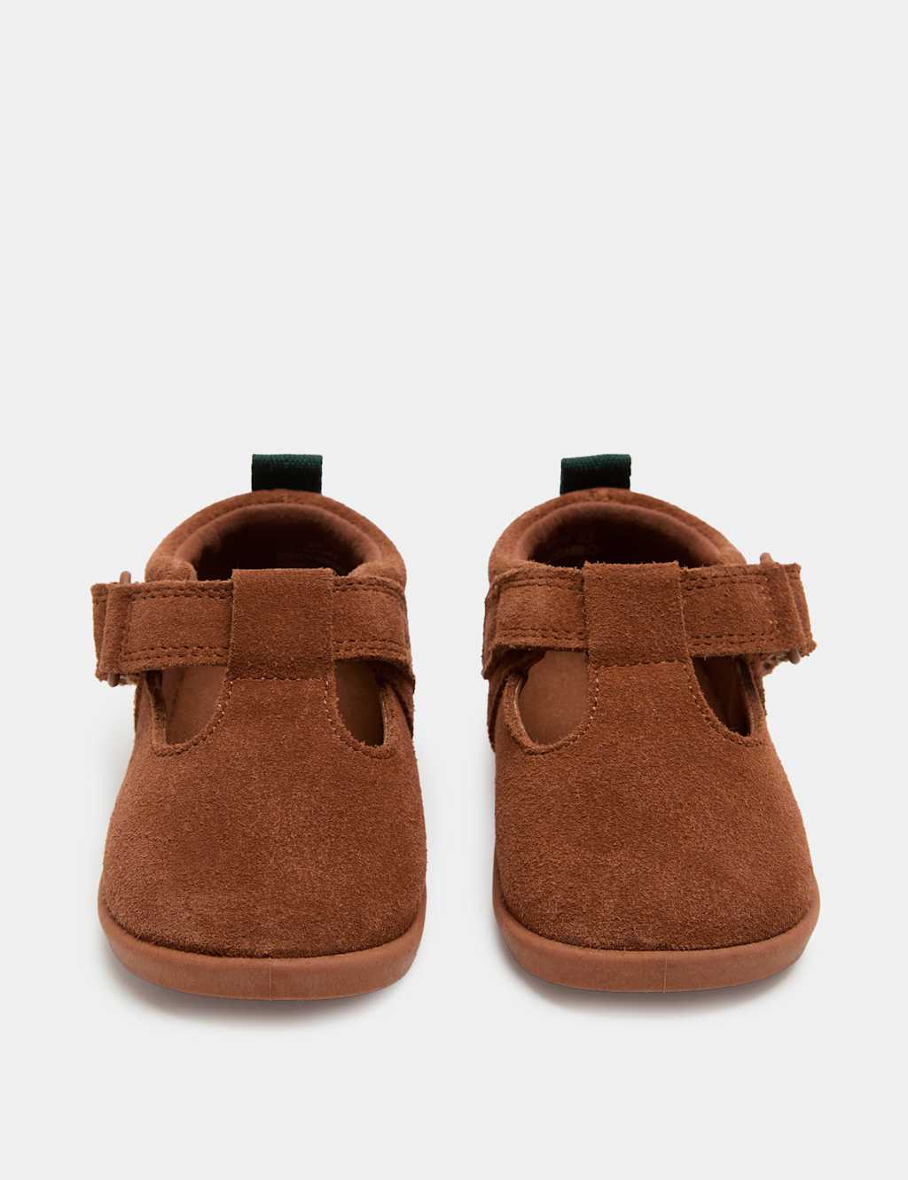 Image of M&S Baby Suede Riptape T Bar Barefoot (2 Small - 5 Small) Tan