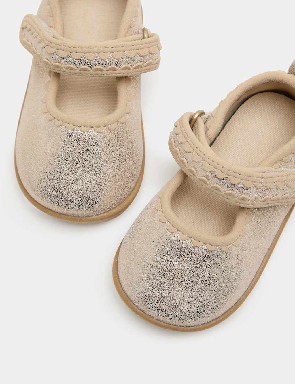 M&S Girls Barefoot Shimmer Riptape Ballet Pumps (2 Small - 5 Small) - 4 - Gold