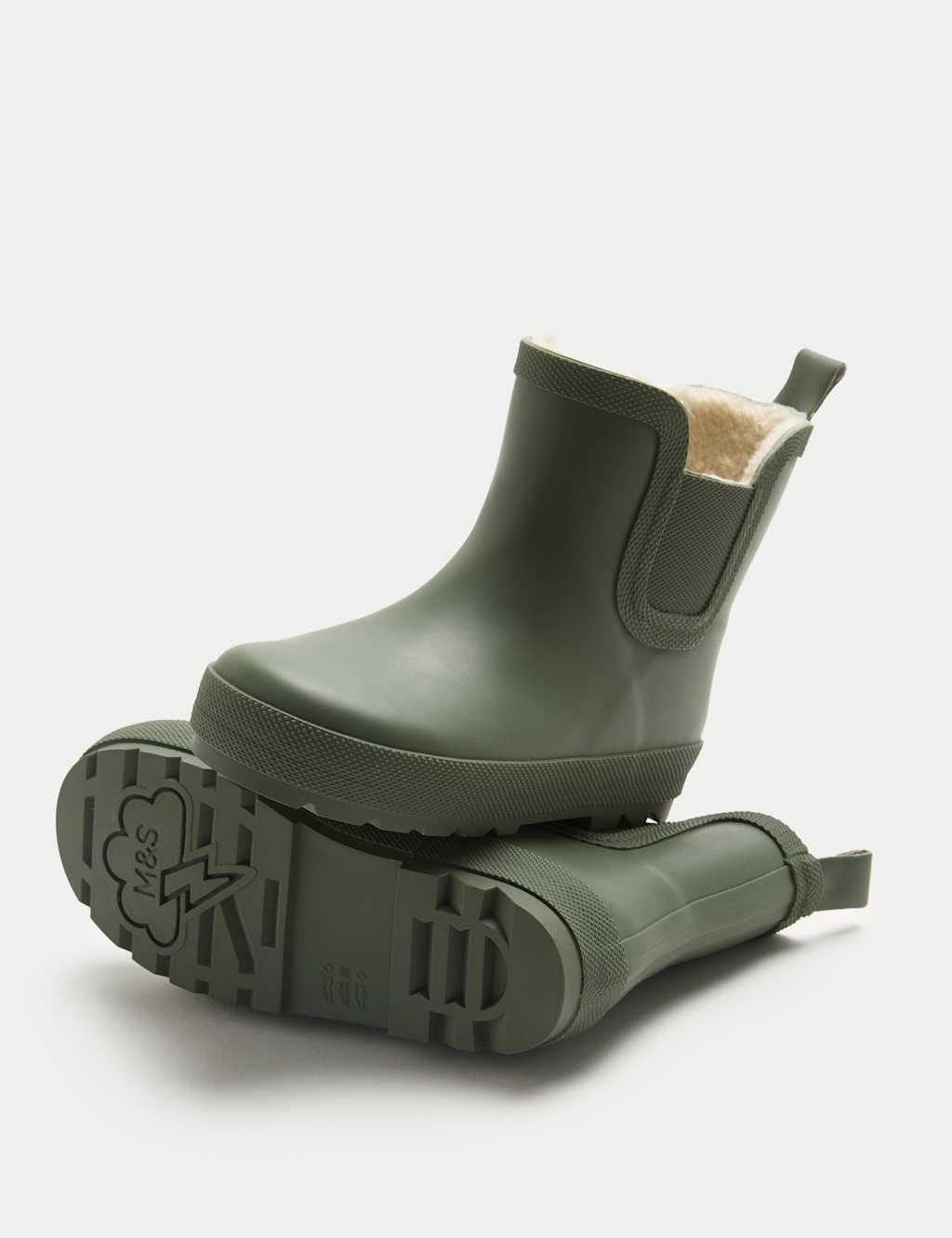 M&S Kids' Warm Lined Chelsea Wellies (3 Small - 2 Large) Khaki