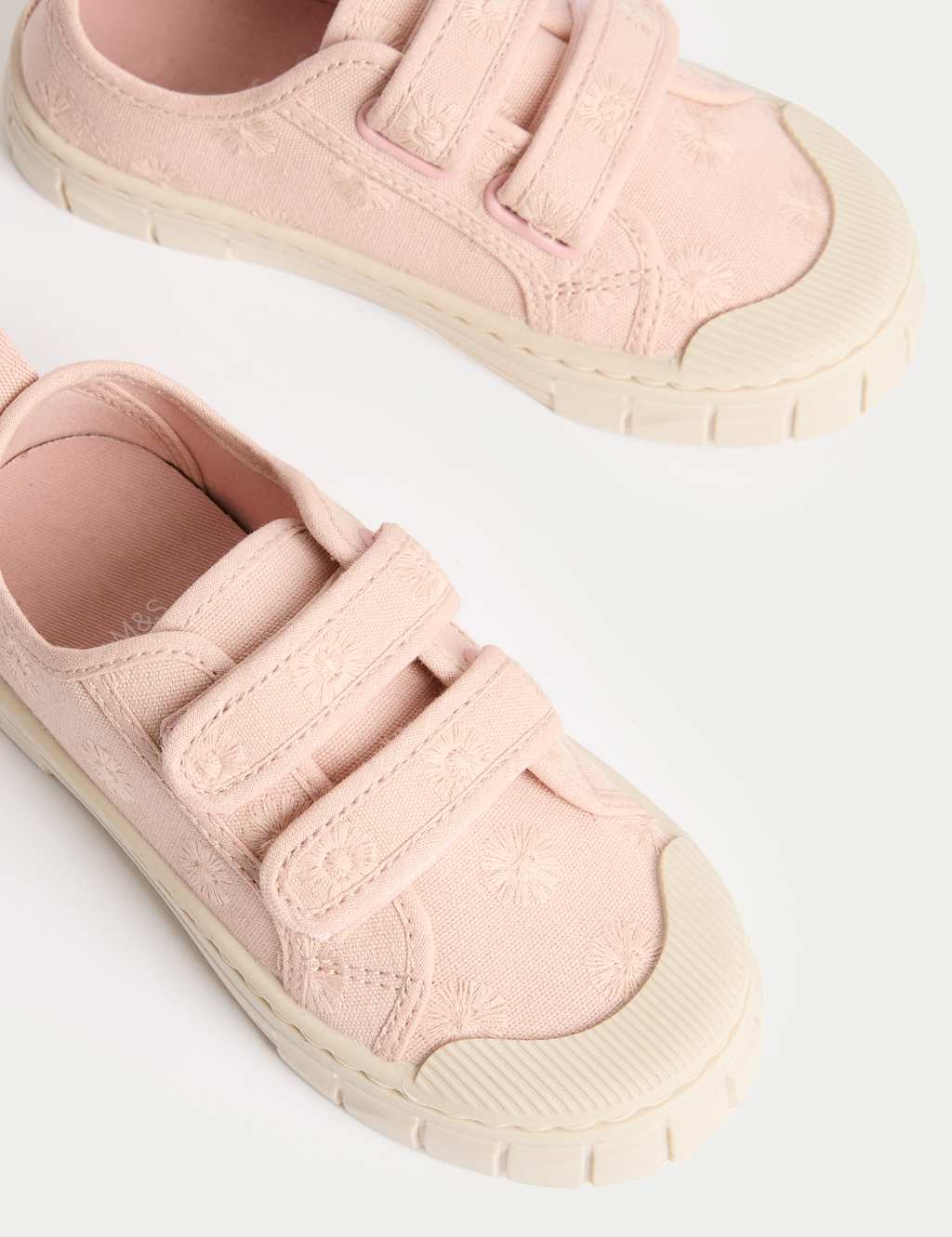 M&S Kids' Canvas RiptapeTrainers (4 Small - 2 Large) Pink Mix