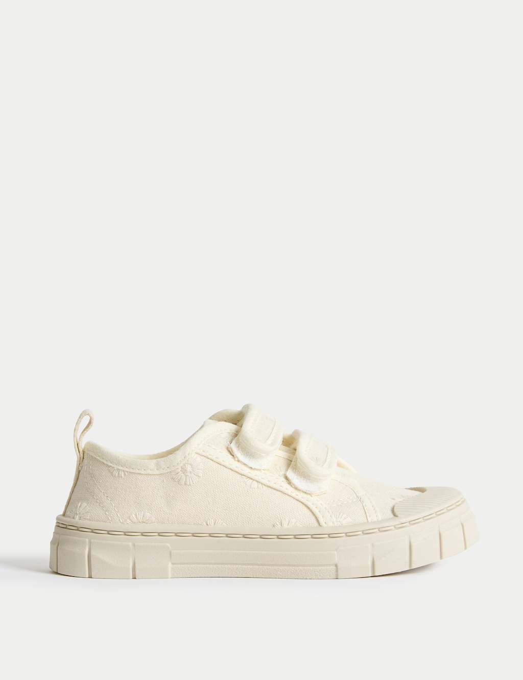 M&S Kids' Canvas RiptapeTrainers (4 Small - 2 Large) Ecru Mix