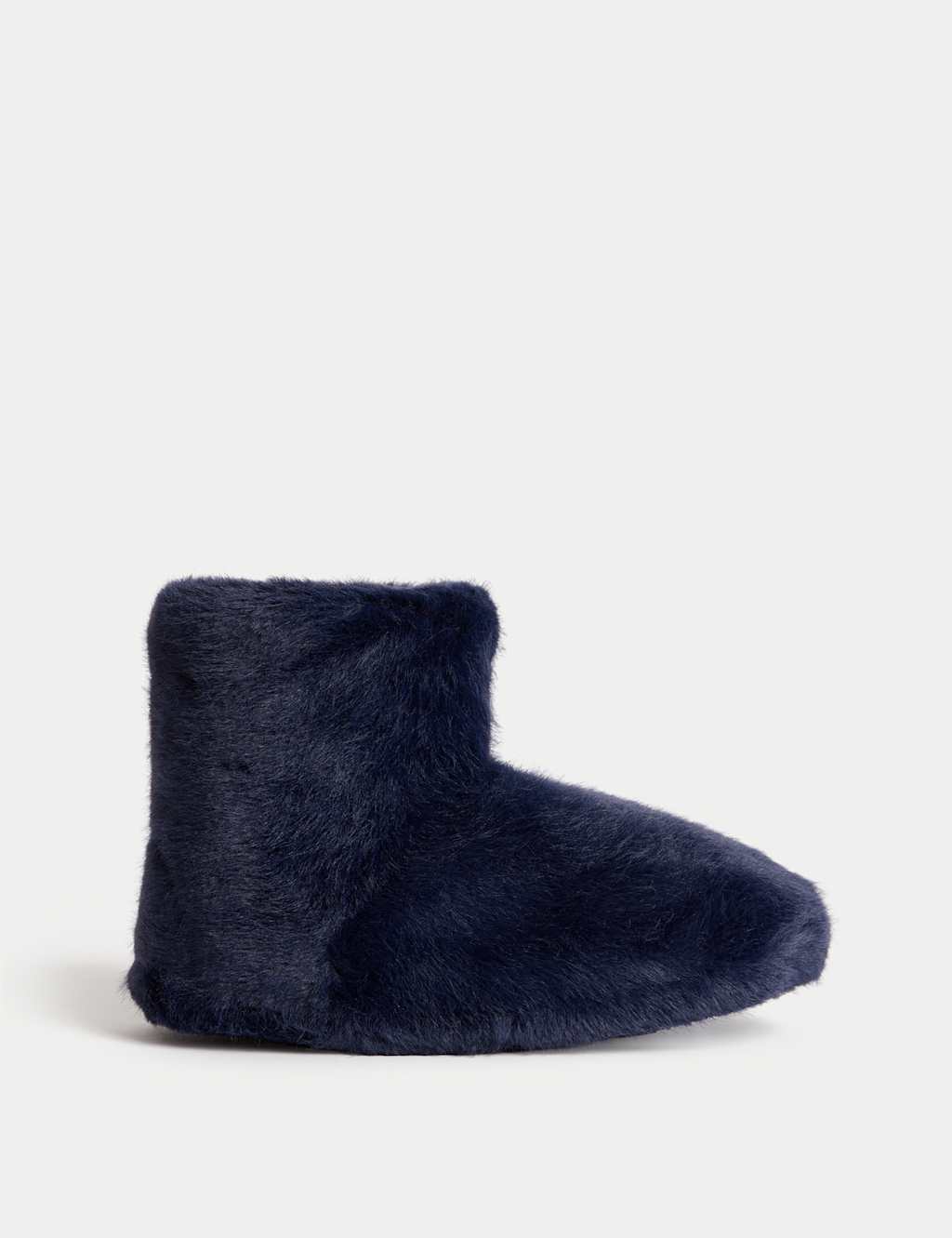 M&S Kids' Faux Fur Slipper Boots (4 Small - 7 Large) Navy