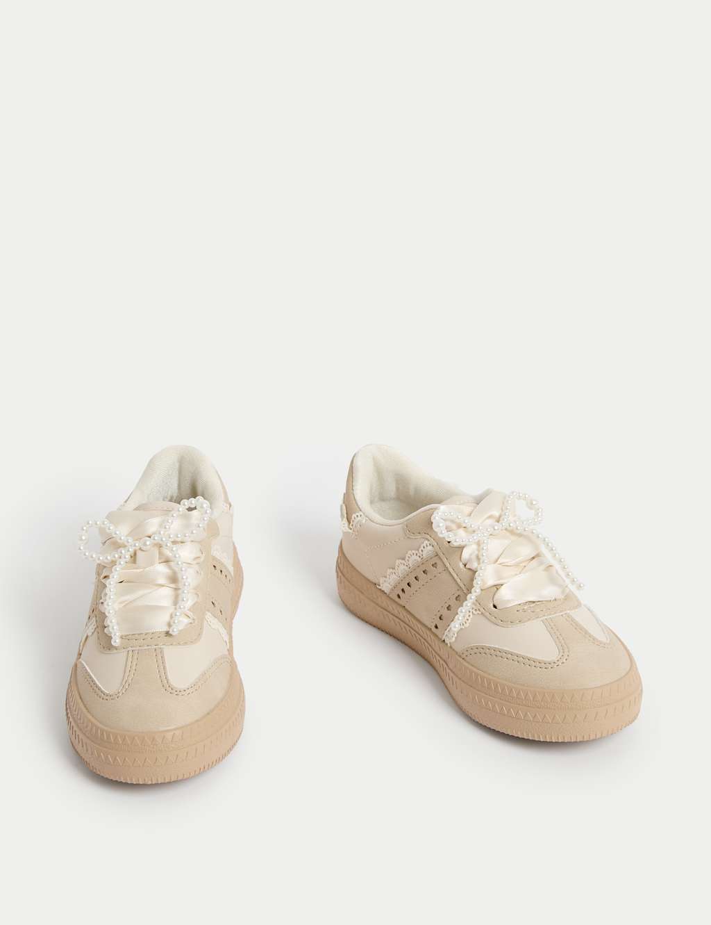 M&S Girls Lace Detail Trainers (9 Small - 7 Large) - 3 - Beige