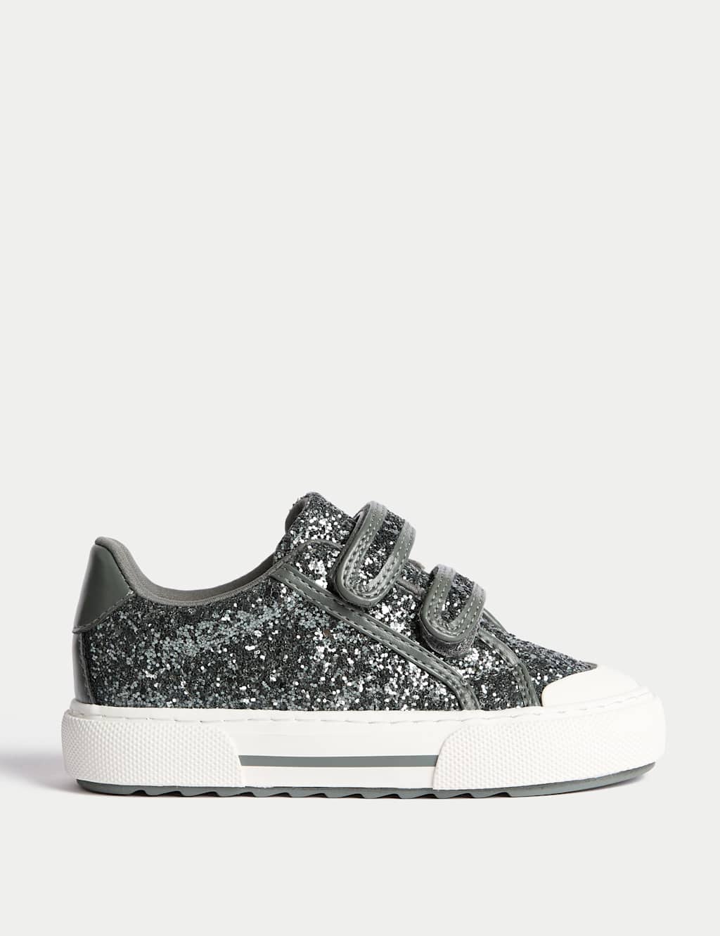 M&S Kids' Glitter Trainers (4 Small - 2 Large) Silver