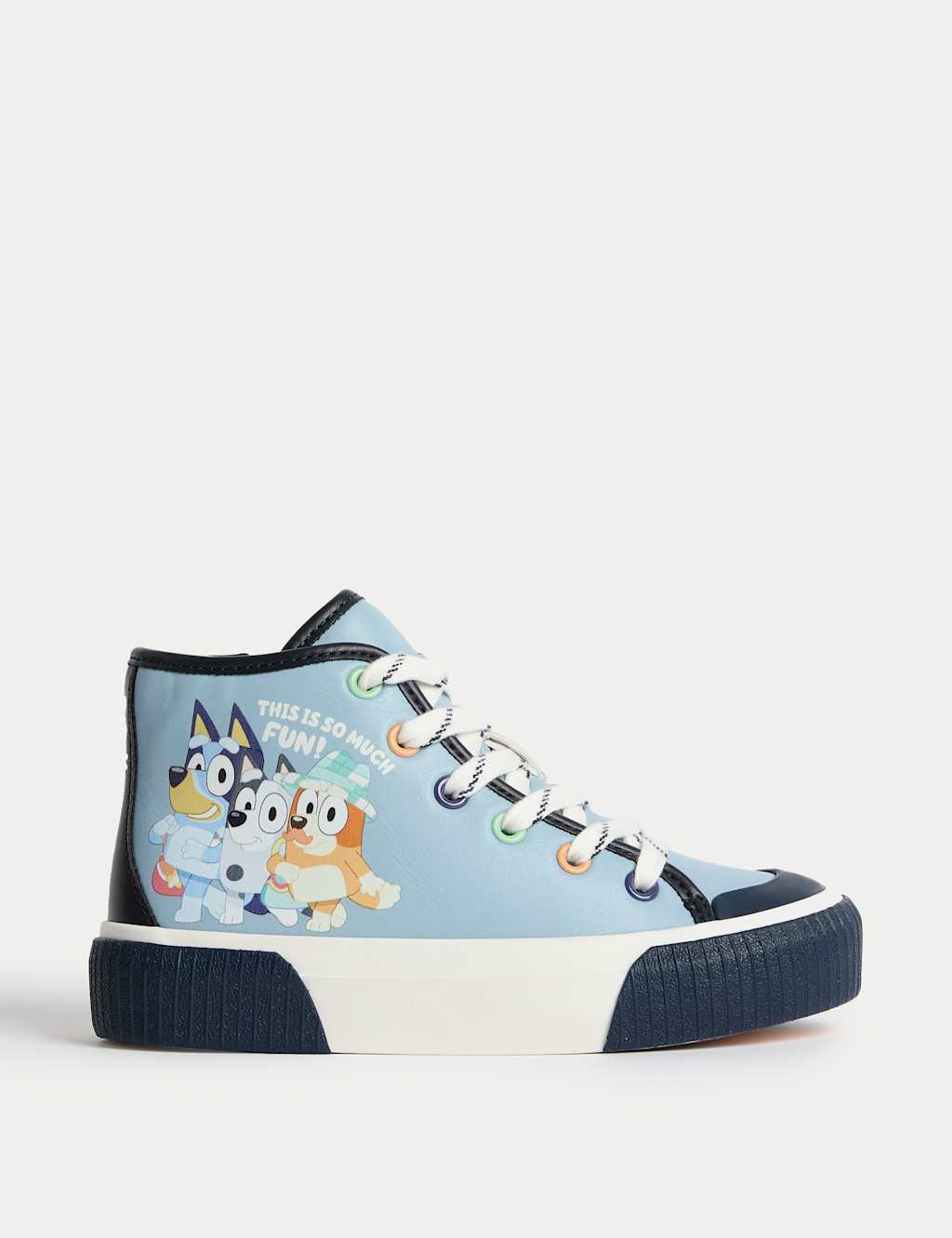 M&S KIds' Bluey High Top Trainers (4 Small - 13 Small) Blue Mix
