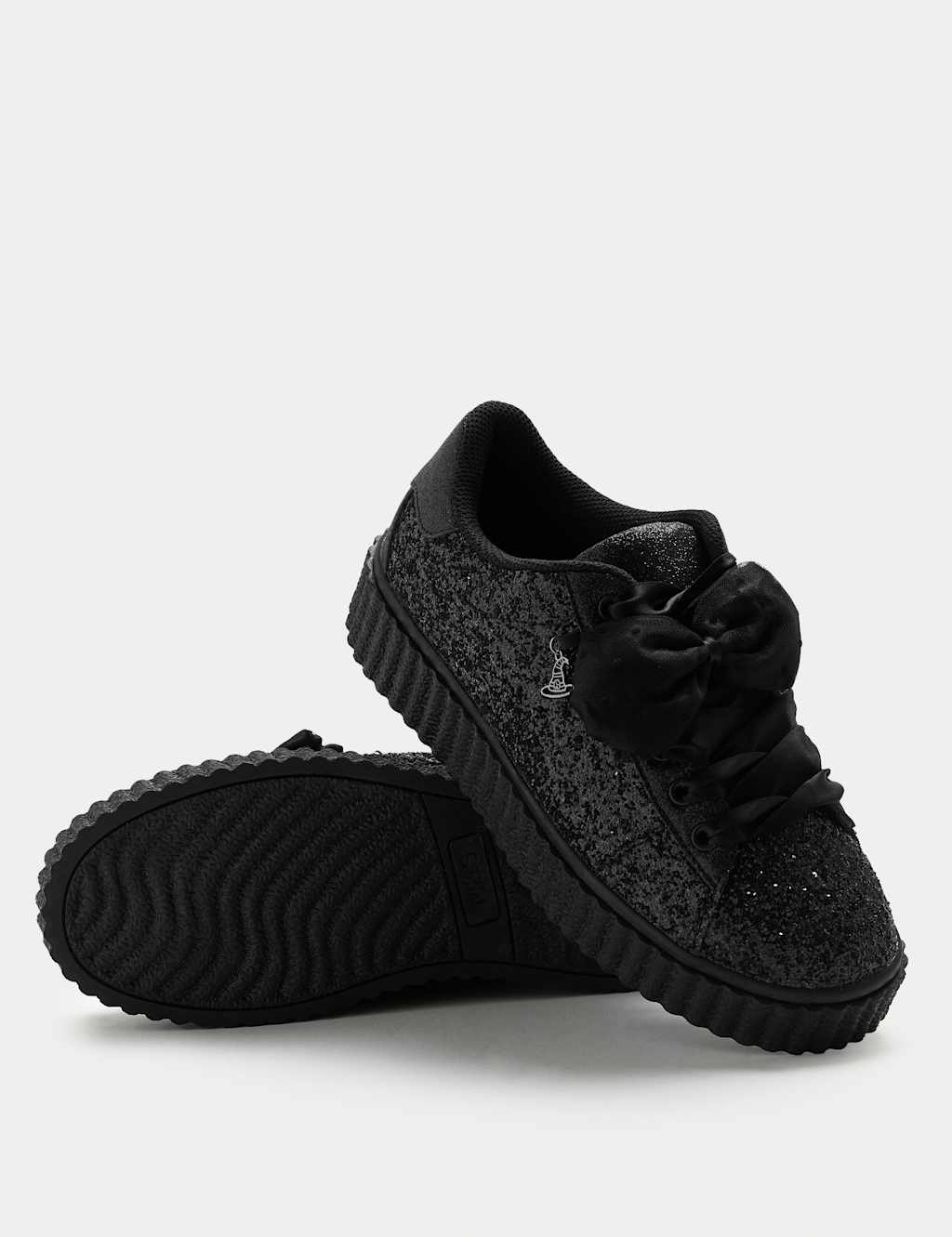 M&S Kids' Glitter Skate Trainers (10 Small - 4 Large) Black