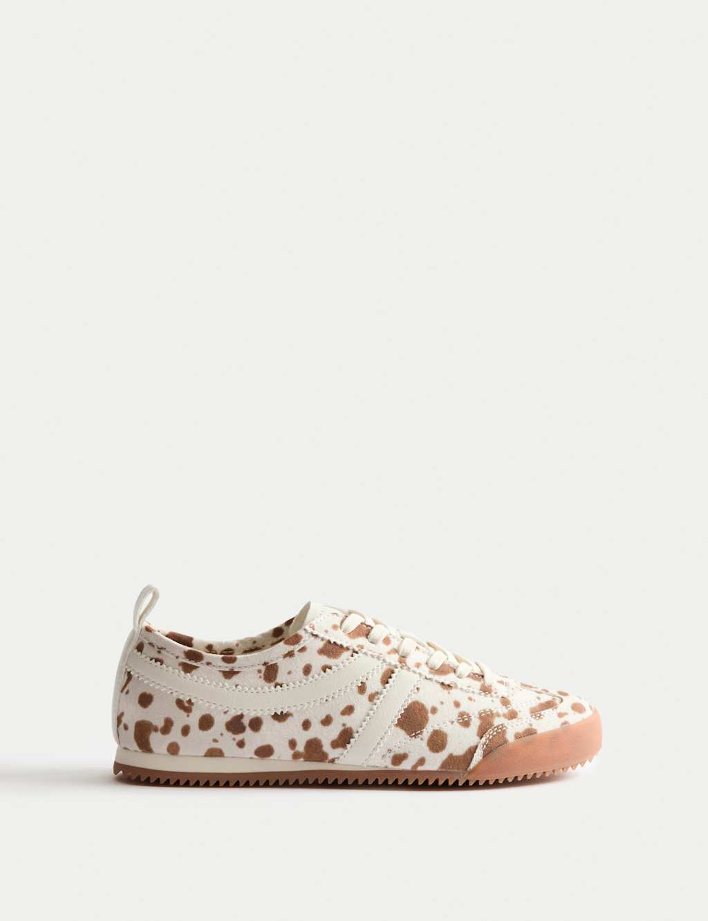 M&S Kids' Cow Print Slim Sole Trainers (3 Large - 7 Large) Brown Mix