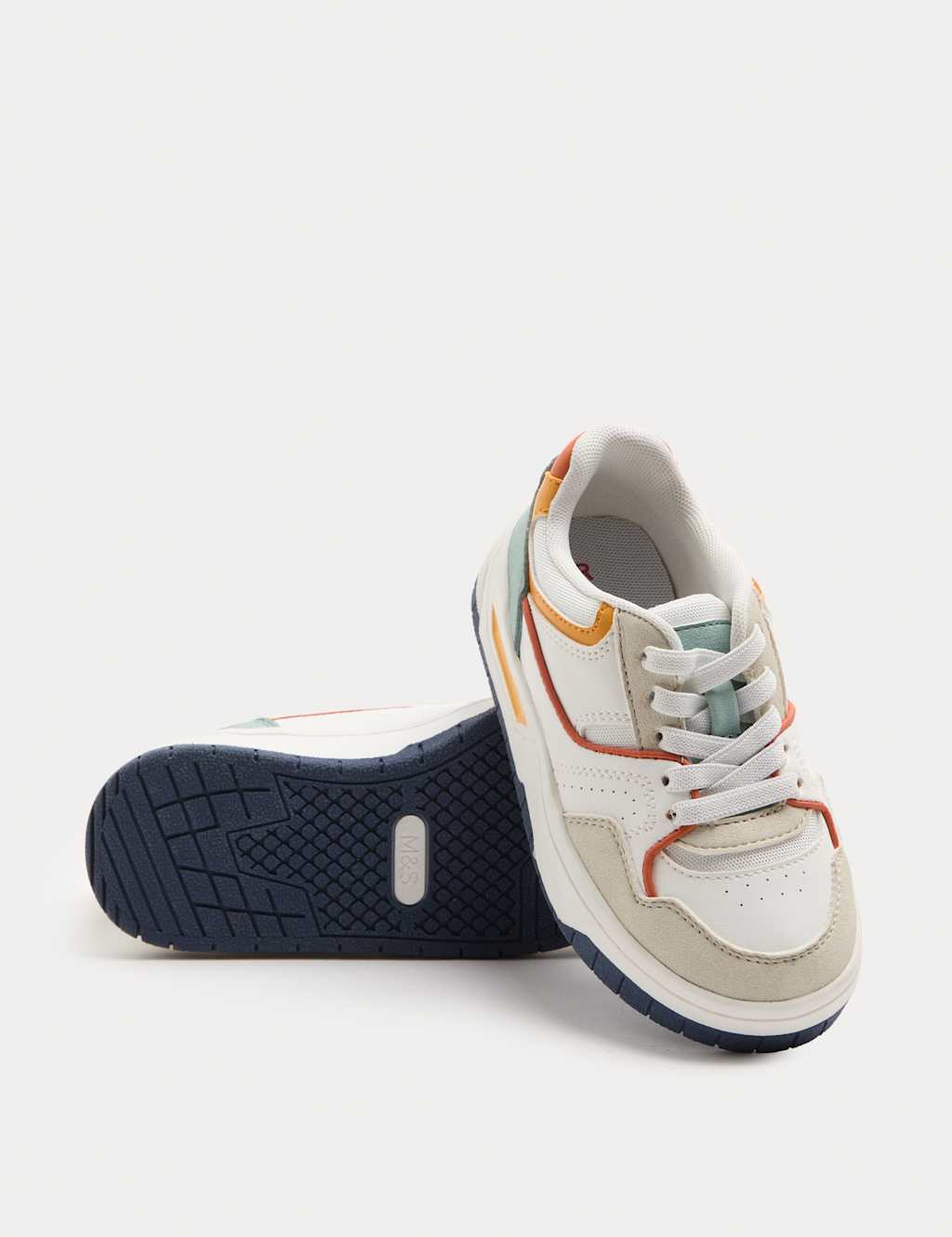 M&S Boys Low Top Skate Trainers (4 Small-2 Large) - 6 - Orange Mix