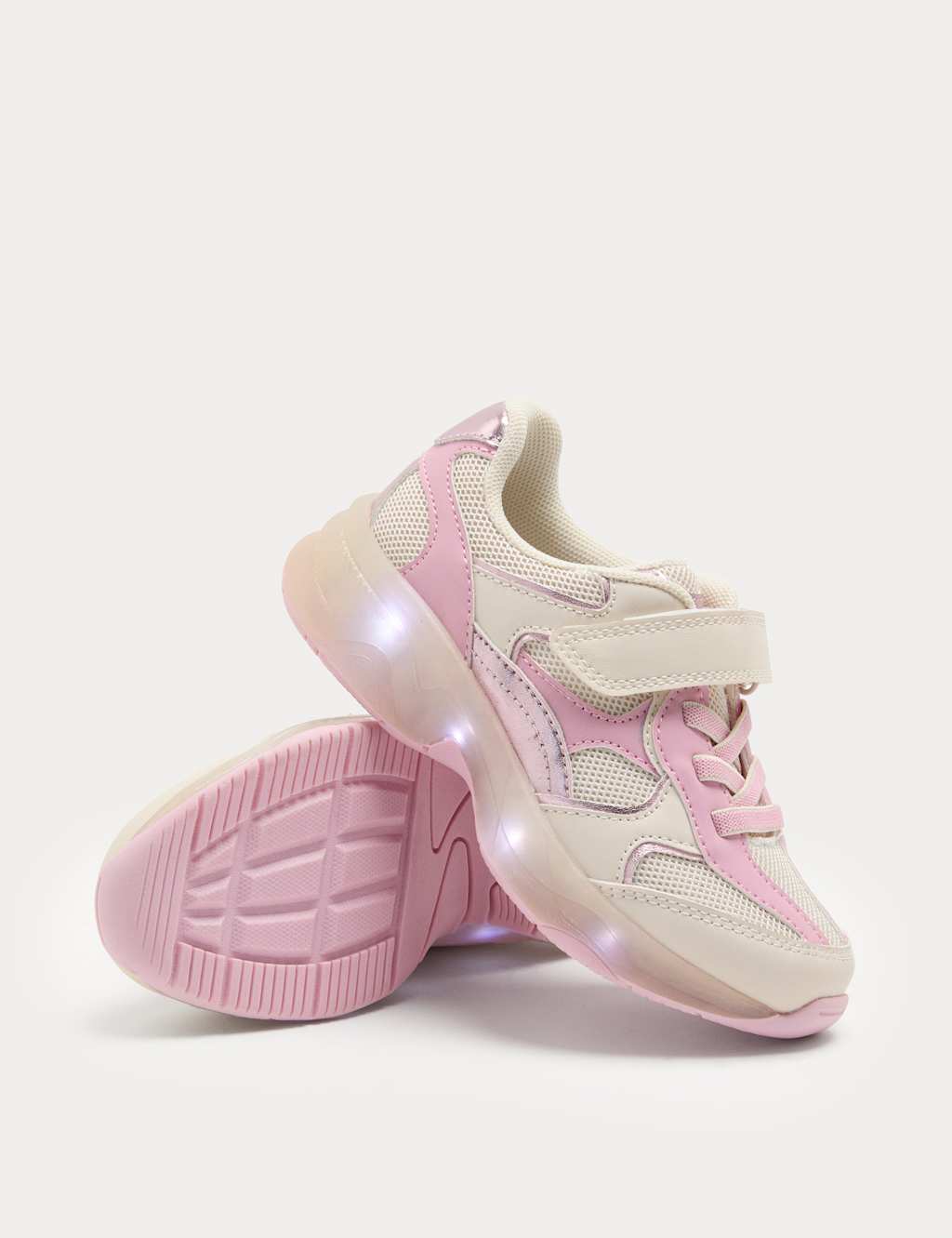 M&S Kids Chunky Light Up Trainers (4 Small - 2 Large) - 11 - Pink Mix