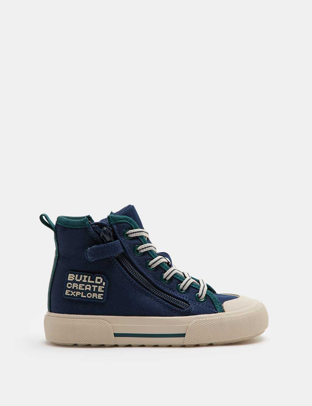 M&S Boys Minecraft Freshfeet High Tops (10 Small - 4 Large) - Navy Mix