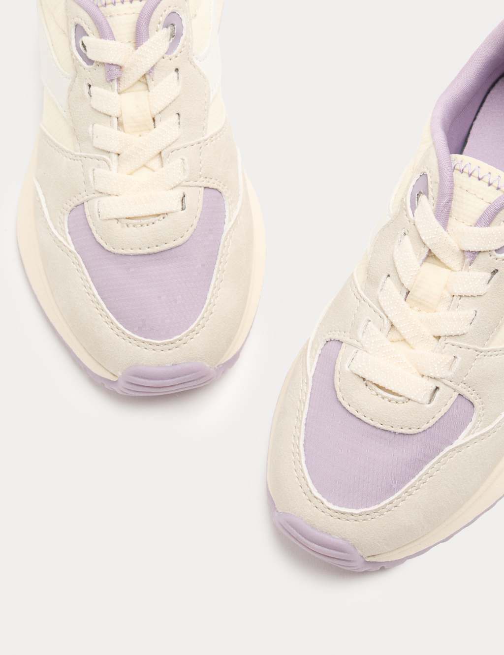 M&S Kids Ultra Elastic Lace Trainers (4 Small-7 Large) - 10 - Lilac