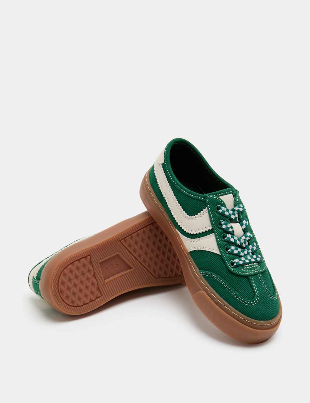 M&S Girls Vince Low Top Trainers (4 Small - 2 Large) - Green Mix