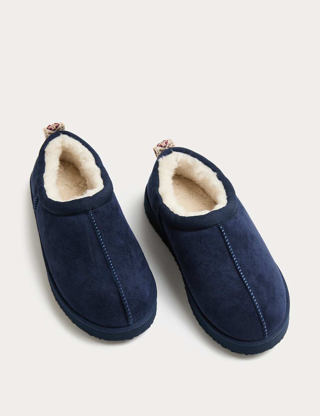 M&S Kids' Faux Fur Lined Slippers (9 Small - 7 Large) Navy