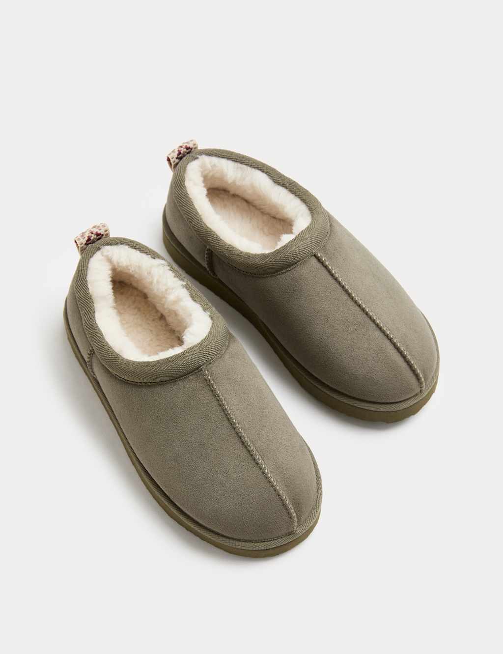M&S Kids' Faux Fur Lined Slippers (9 Small - 7 Large) Dark Green