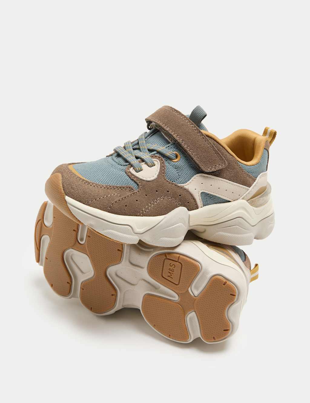 M&S Kids Chunky Suede Trainers (4 Small - 2 Large) - 4 - Blue Mix