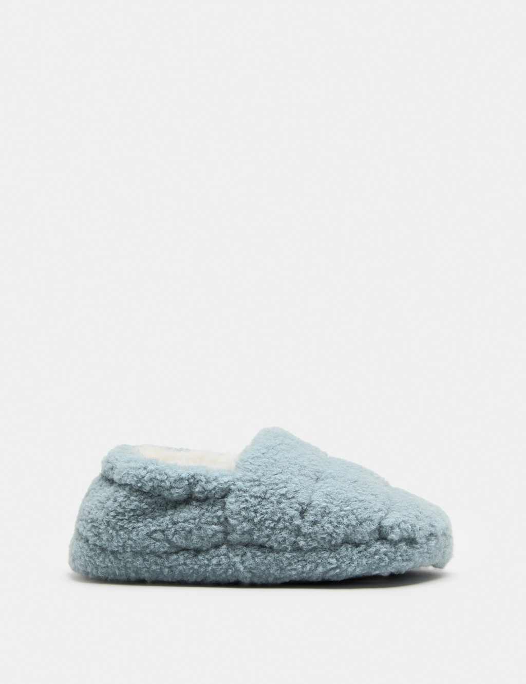 M&S Girls Borg Elastic Back Slippers (4 Small - 2 Large) - Blue