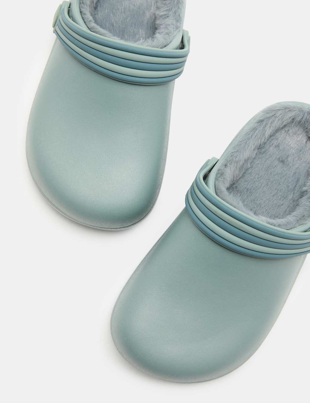M&S Kids Fur Lined Clogs (4 Small-7 Large) - 4 - Green