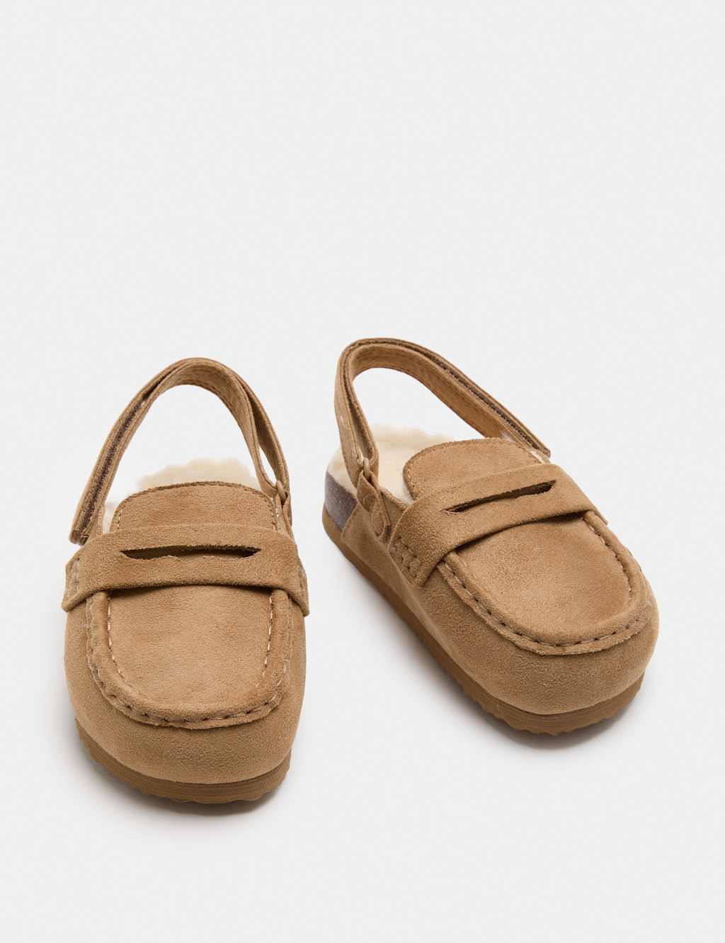 M&S Boys Faux Fur Lined Loafer Clogs (10 Small-2 Large) - 12 - Neutral