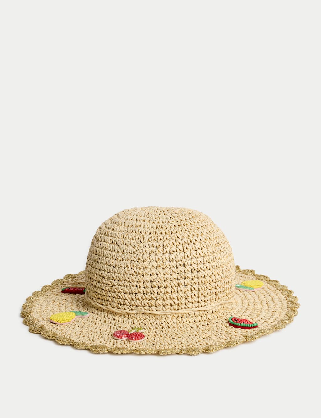 Kids' Straw Beaded Fruit Sun Hat