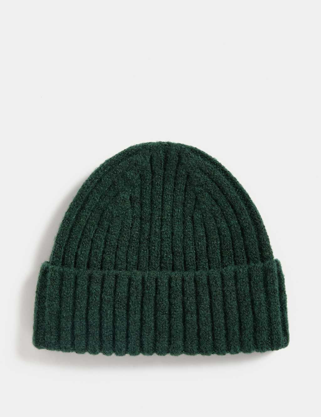 M&S Kids' Knitted Ribbed Beanie Hat (0-13 Yrs) Dark Green