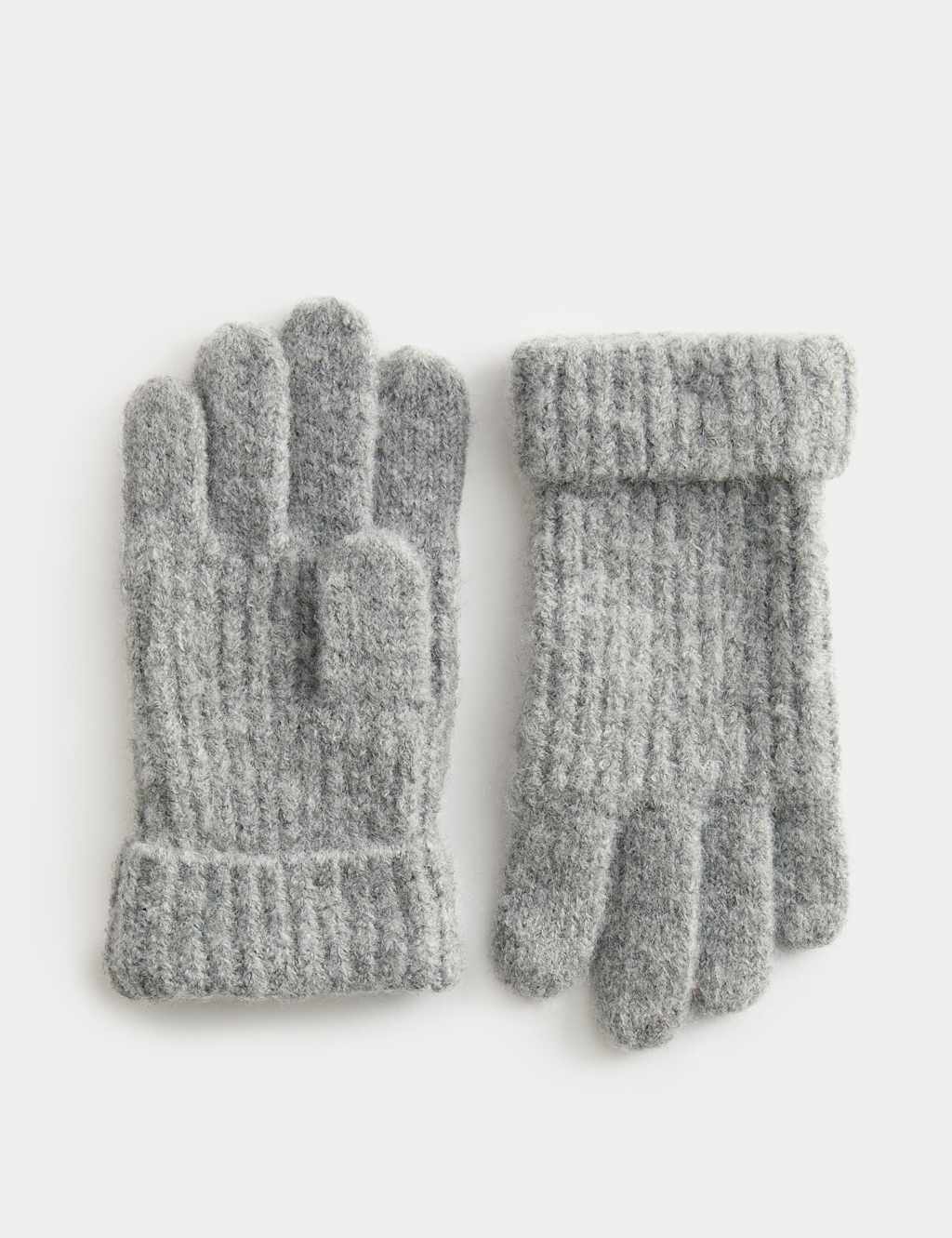 M&S Kids' Ribbed Gloves (3-13 Yrs) Grey