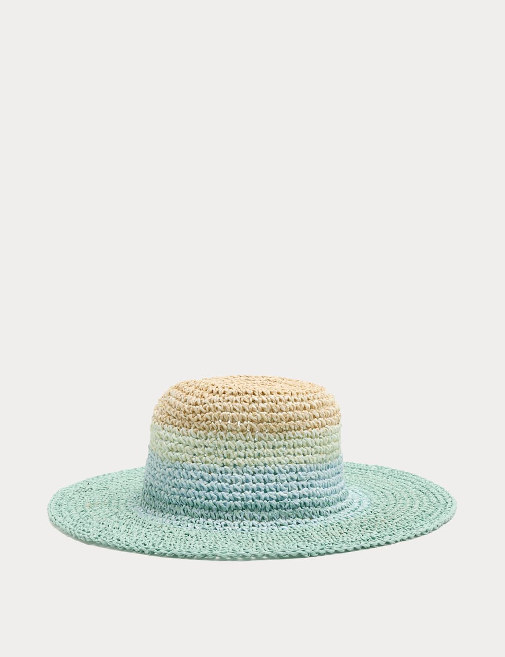 M&S Girls Straw Ombré Wide Brim Hat (18 Mths-13 Yrs) - 3-6 Years - Blue Mix
