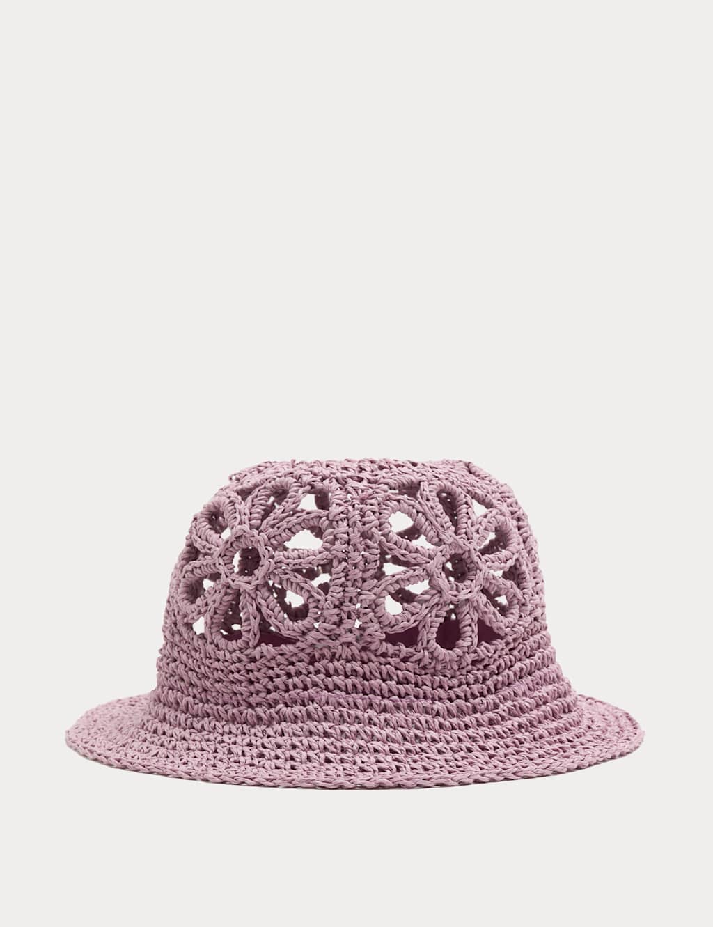 Girls Straw Flower Turn Up Bucket Hat (18 Mths-13 Yrs) - 18-36 Months - Pale Pink - Available at M&S