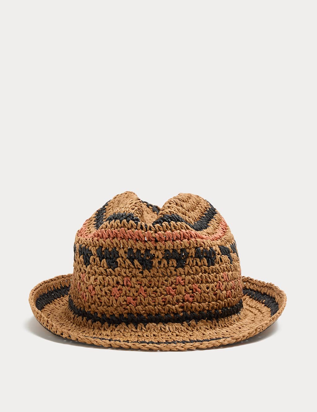 M&S Boys Straw Trilby Hat - 3-6 Years - Multi
