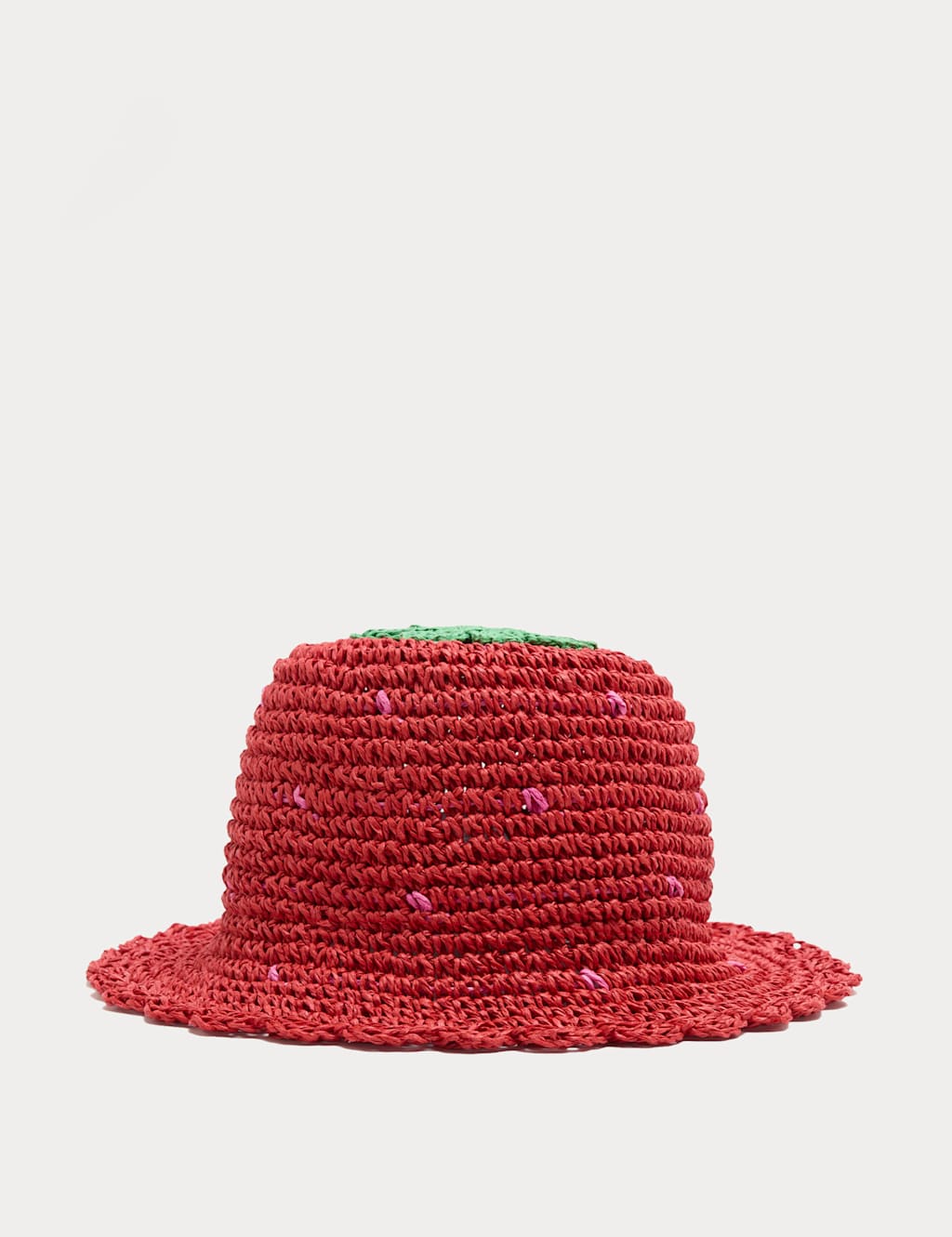 M&S Girls Strawberry Straw Hat (18 Mths-13 Yrs) - 18-36 Months - Red