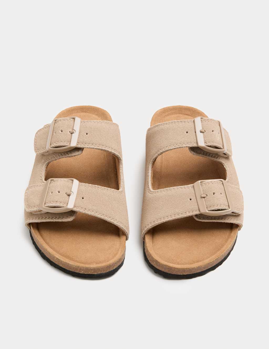 M&S Boys Suede Double Buckle Footbed Sandals (3 Large-7 Large) - 5 - Mink Mix