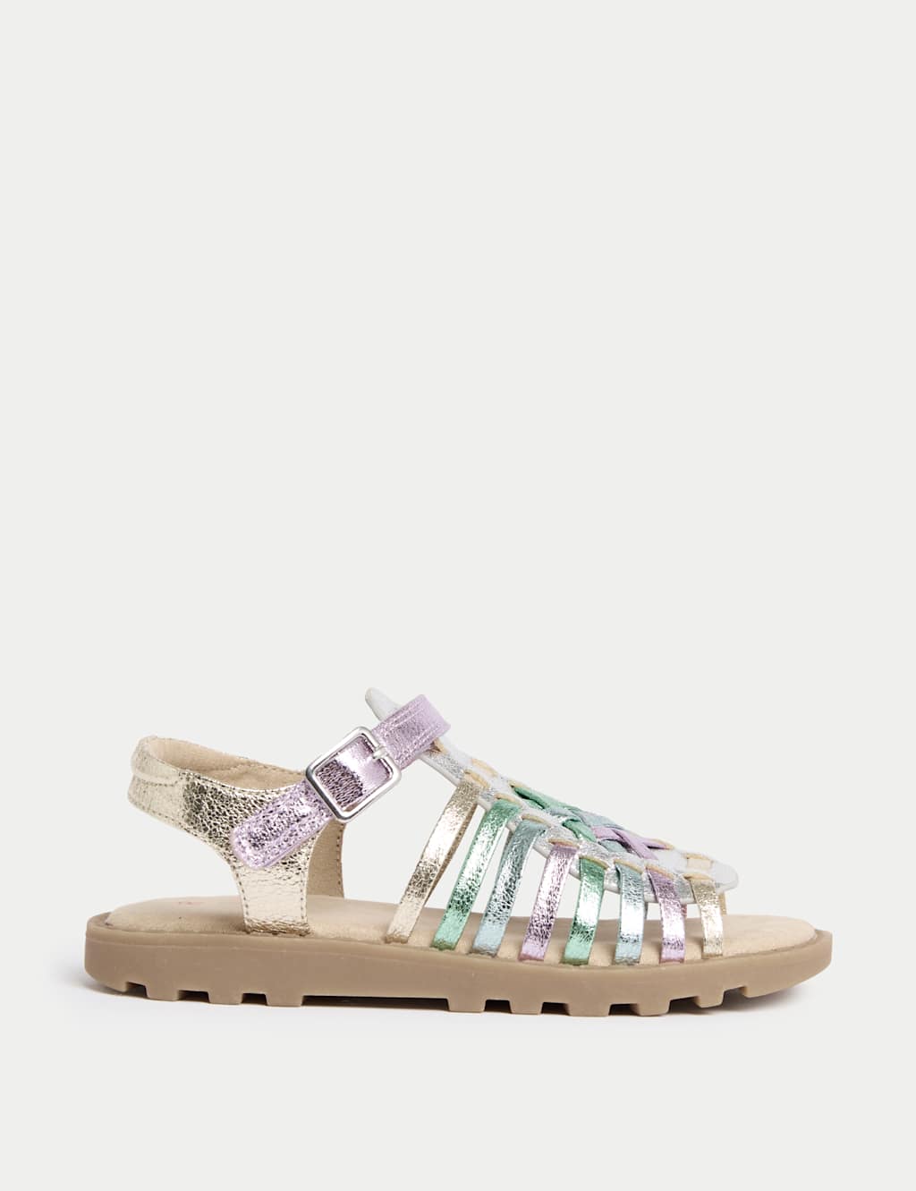 Kids' Metallic Strappy Sandals (4 Small-2 Large)