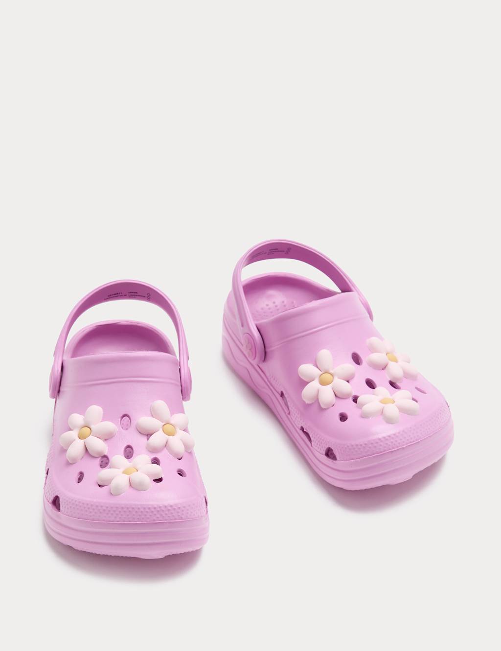M&S Girls Flower Clogs (4 Small - 2 Large) - 11 - Pink Mix
