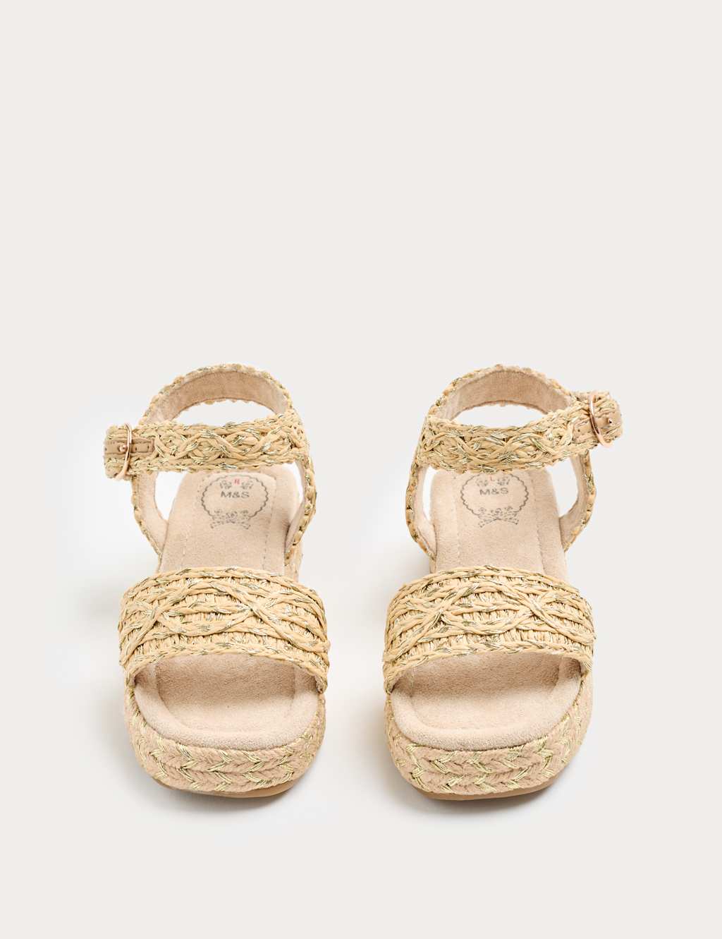 M&S Girls Raffia Wedge Sandals (10 Small - 6 Large) - 13 - Gold