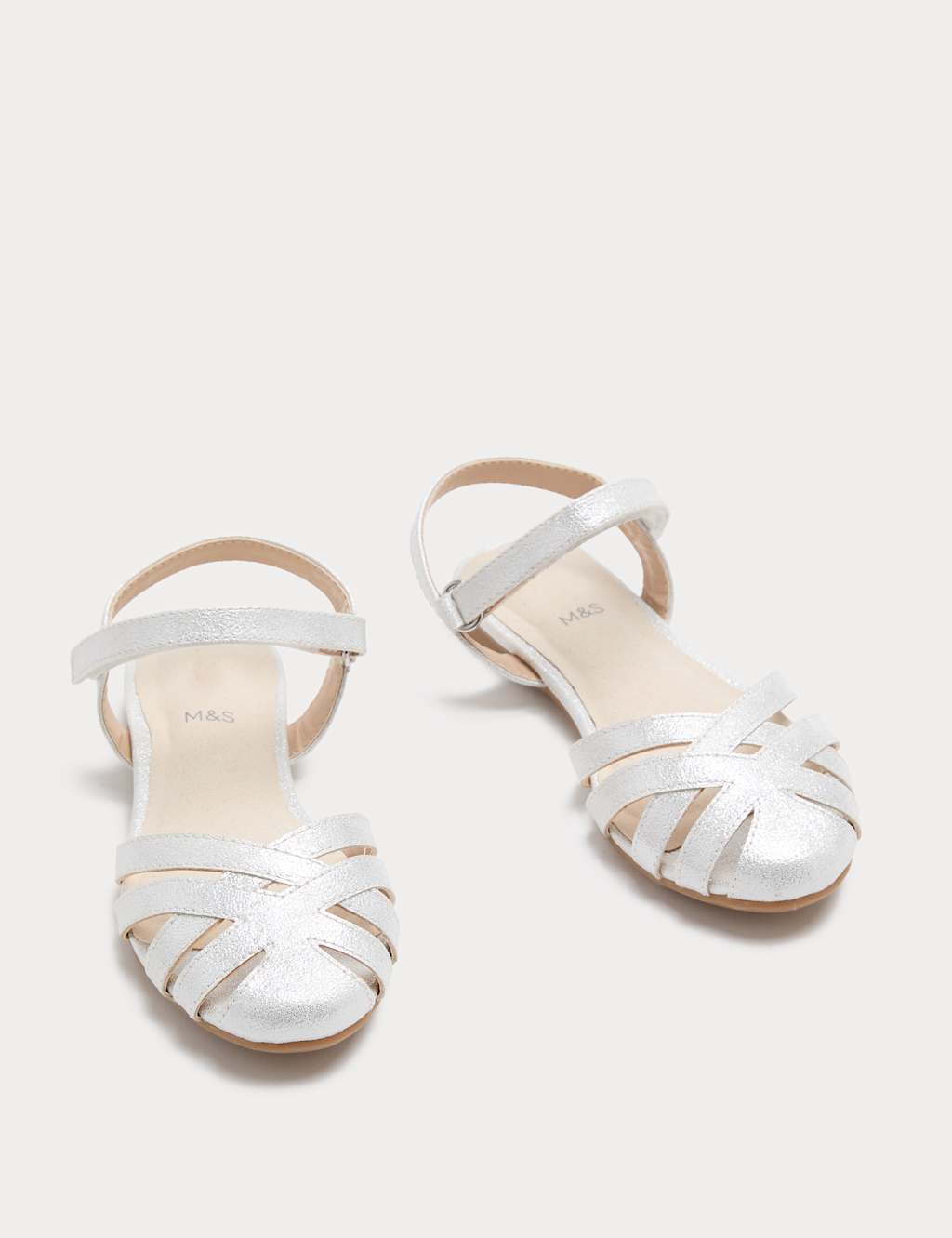 M&S Girls Glitter Sandals (4 Small-2 Large) - 2 - Silver