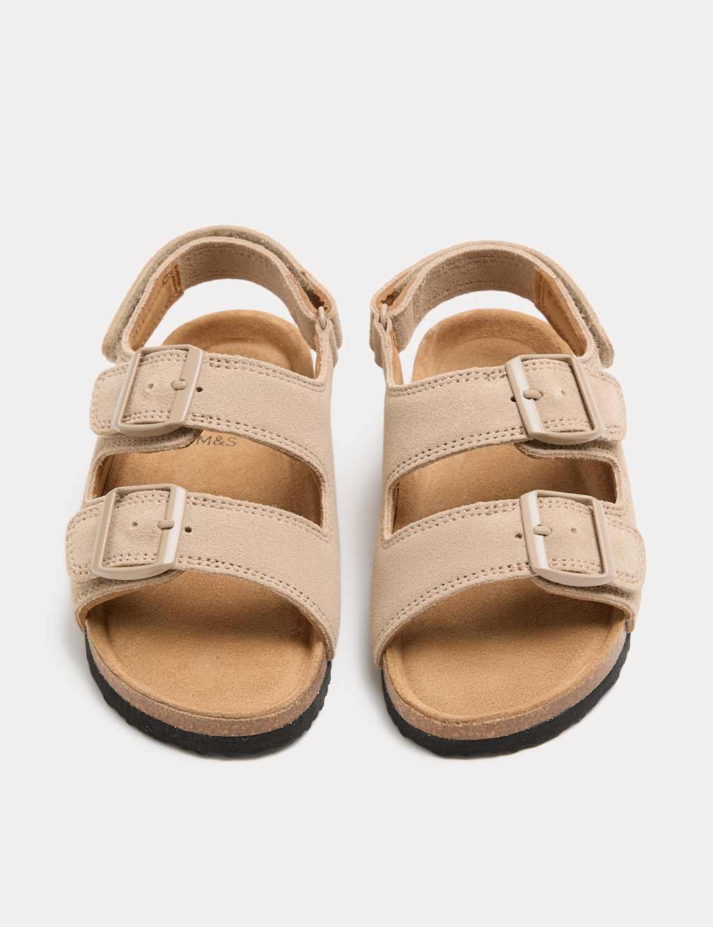 M&S Kids Suede Double Buckle Footbed Sandals (4 Small-2 Large) - 12 - Mink Mix