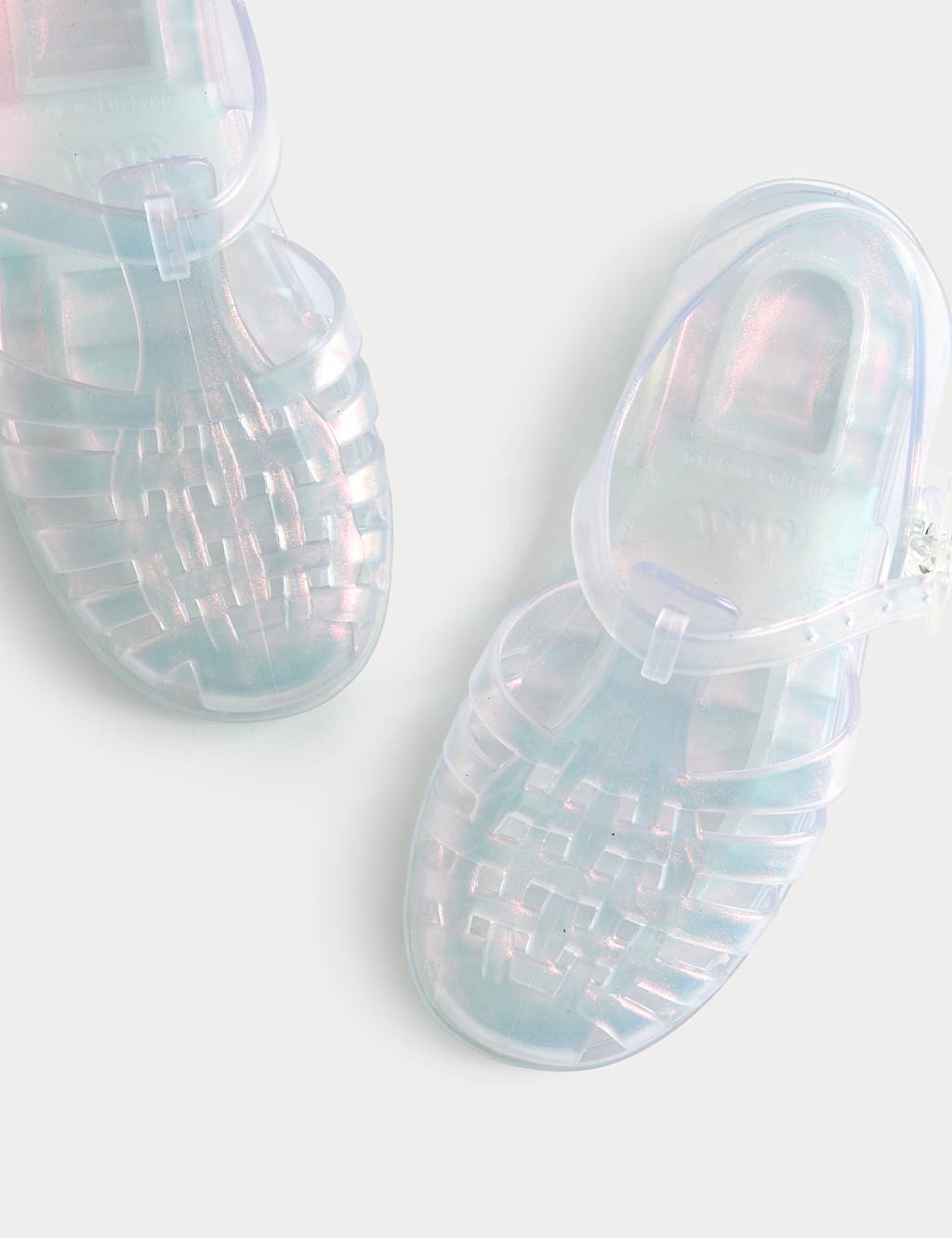 M&S Girls Shiny Fisherman Jelly Shoes (4 Small - 2 Large) - 13 - Silver