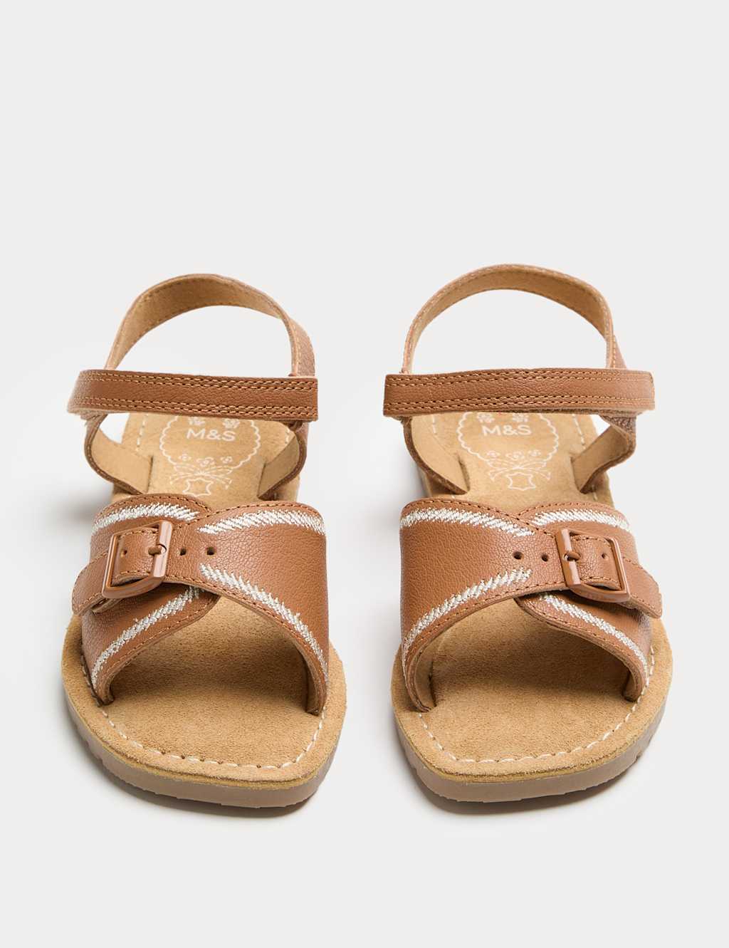 M&S Girls Leather Buckle Sandals (4 Small-2 Large) - 4 - Tan