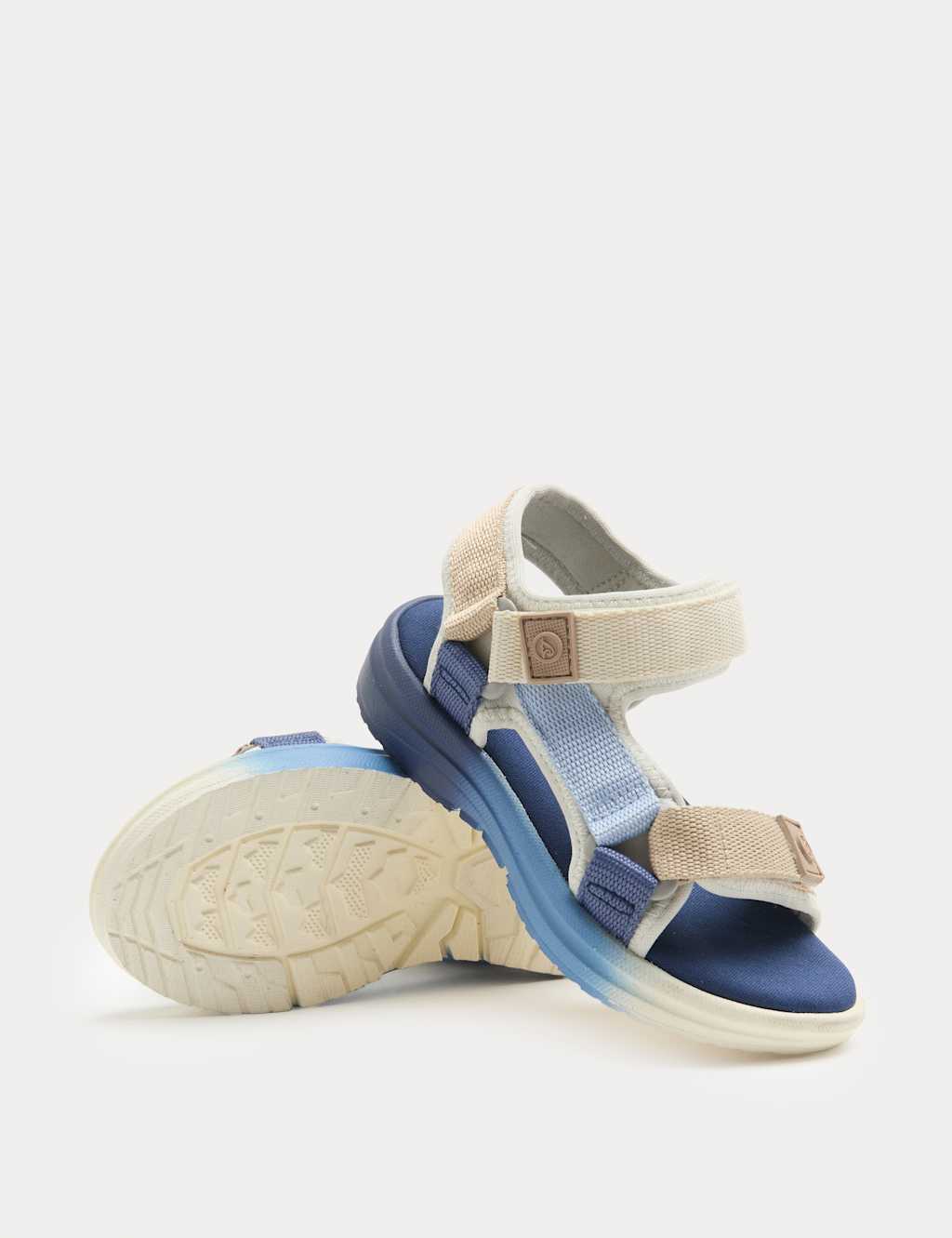 M&S Kids Rip Tape Open Toe Ombre Trekkers (4 Small-2 Large) - 2 - Blue Mix