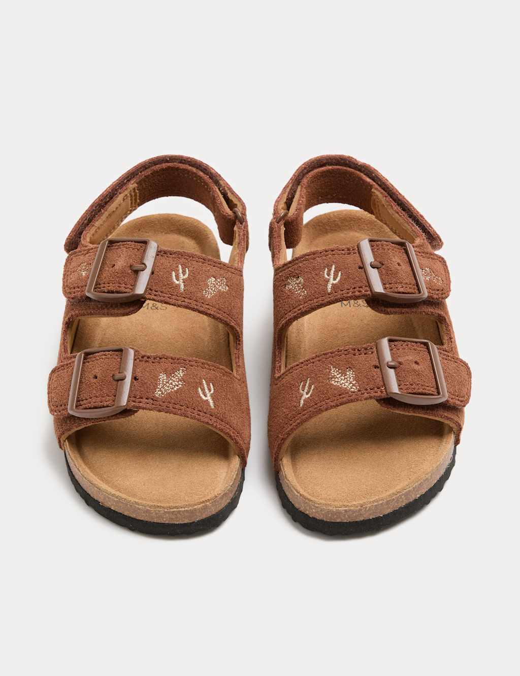 M&S Boys Western Patterned Footbed Sandals (4 Small-2 Large) - 7 - Brown Mix