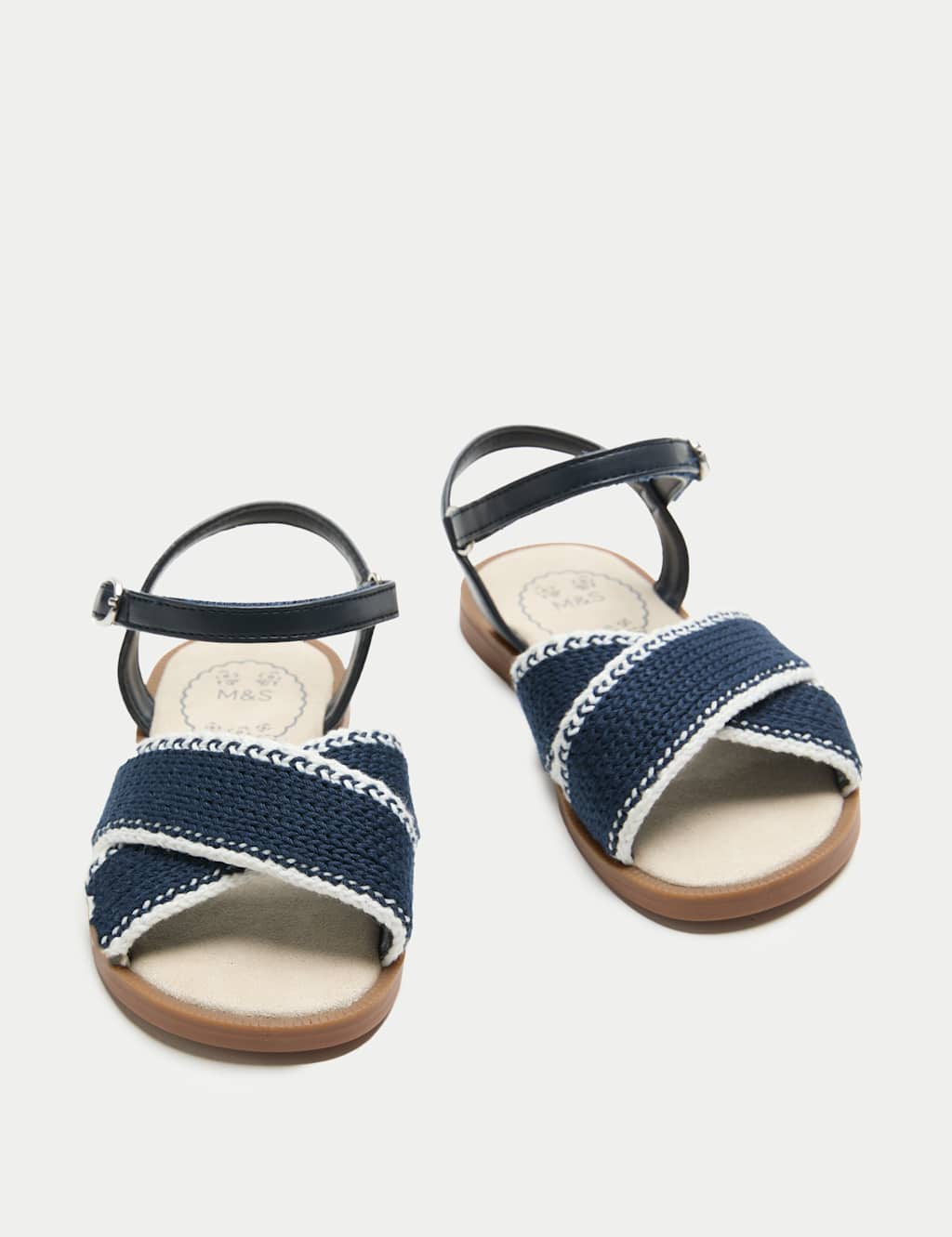 M&S Girls Cross Strap Crochet Sandals (4 Small - 2 Large) - 13 - Navy
