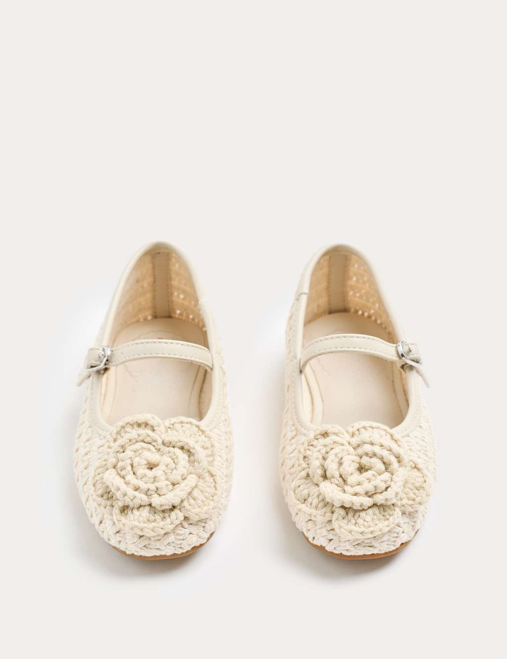 M&S Girls Corsage Flower Ballet Shoes (4 Small-2 Large) - 5 - Neutral