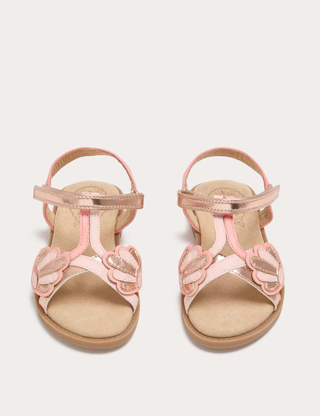 M&S Girls Metallic Shell Sandals (4 Small - 2 Large) - 8 - Pink Mix