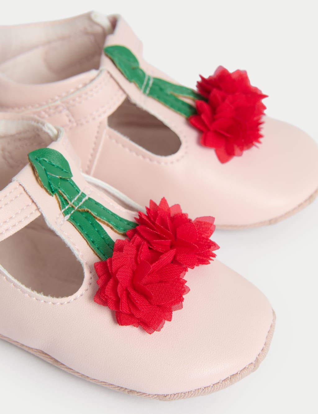 Baby 3D Cherry Riptape T Bar Shoe (0-18 Mths)