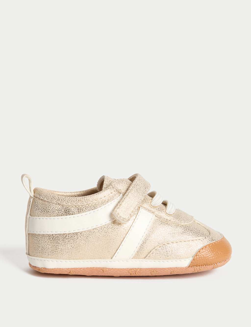 M&S Baby Riptape Pram Shoes (0-18 Months) Soft Gold