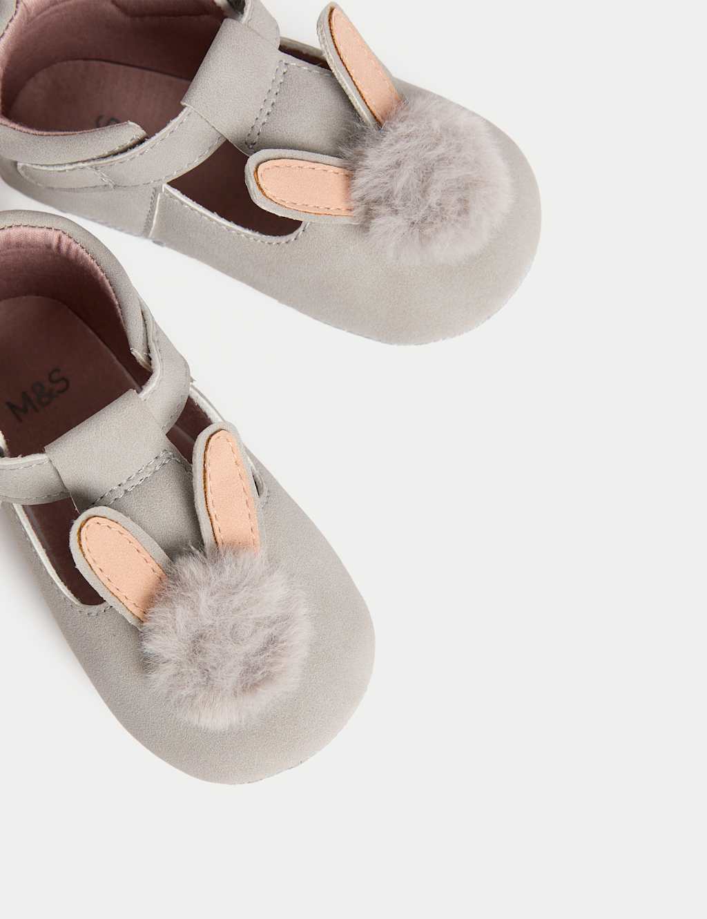 M&S Baby Riptape Pram Shoes (0-18 Months) Grey