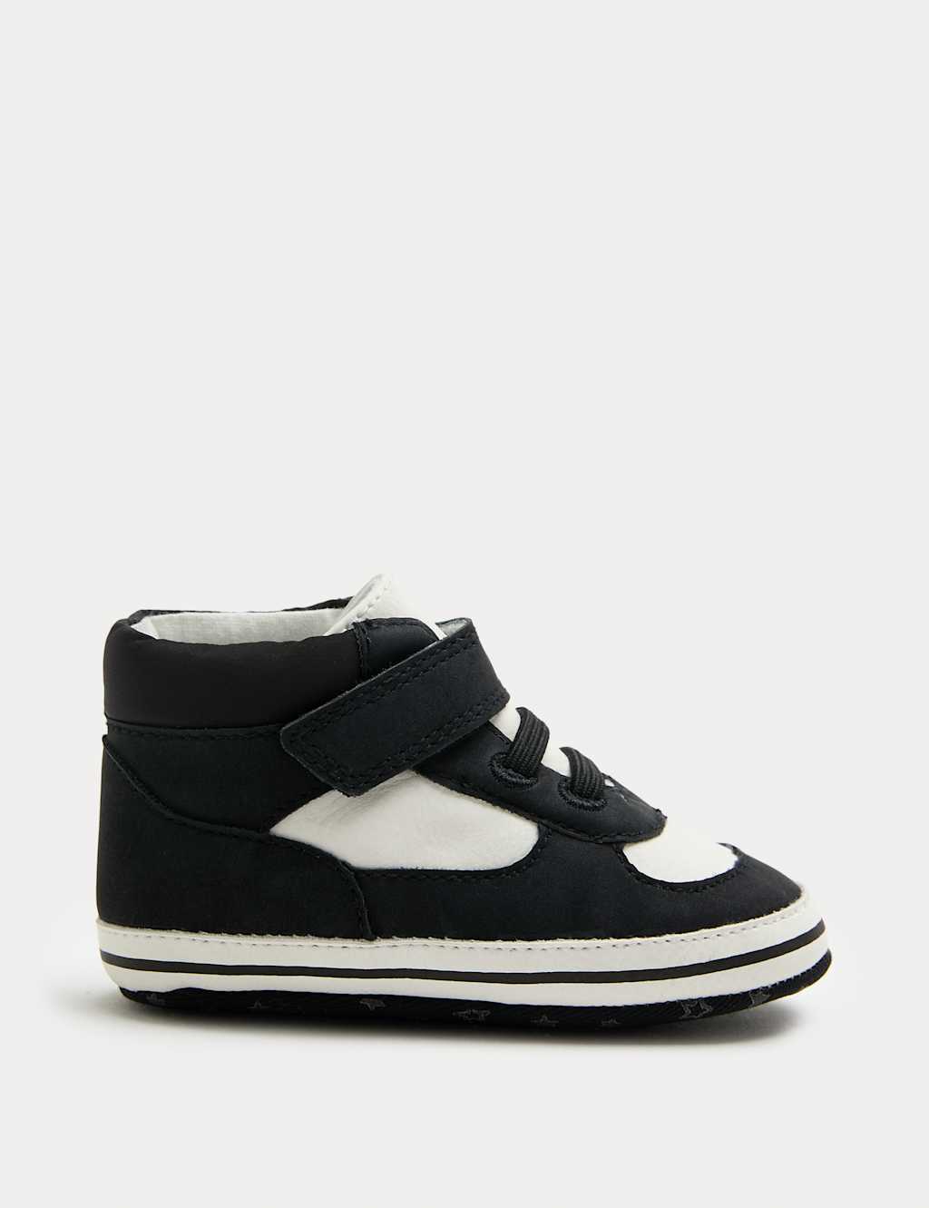 M&S Baby Riptape High Top Trainer Pram Shoes (0-18 Mths) Black Mix