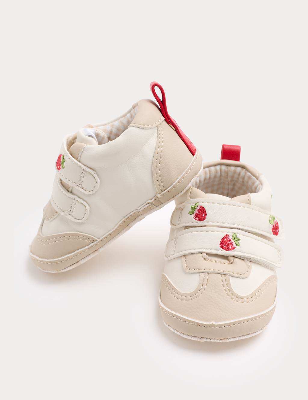 M&S Baby Strawberry Pram Trainers (0-18 Mths ) - 0-3 Months - Red Mix