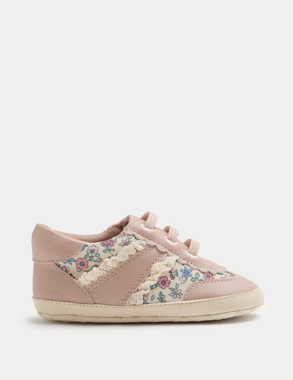 M&S Baby Ditsy Print Pram Trainers (0-18 Mths) - 12-18 Months - Pink